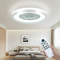 TANOXO 24'' Ceiling Fan with Light, Low Profile Ceiling Fans with 3-Color Dimmable Lights, Remote & APP Control, 6 Speed, Smart Bladeless Flush Mount LED Ceiling Fan