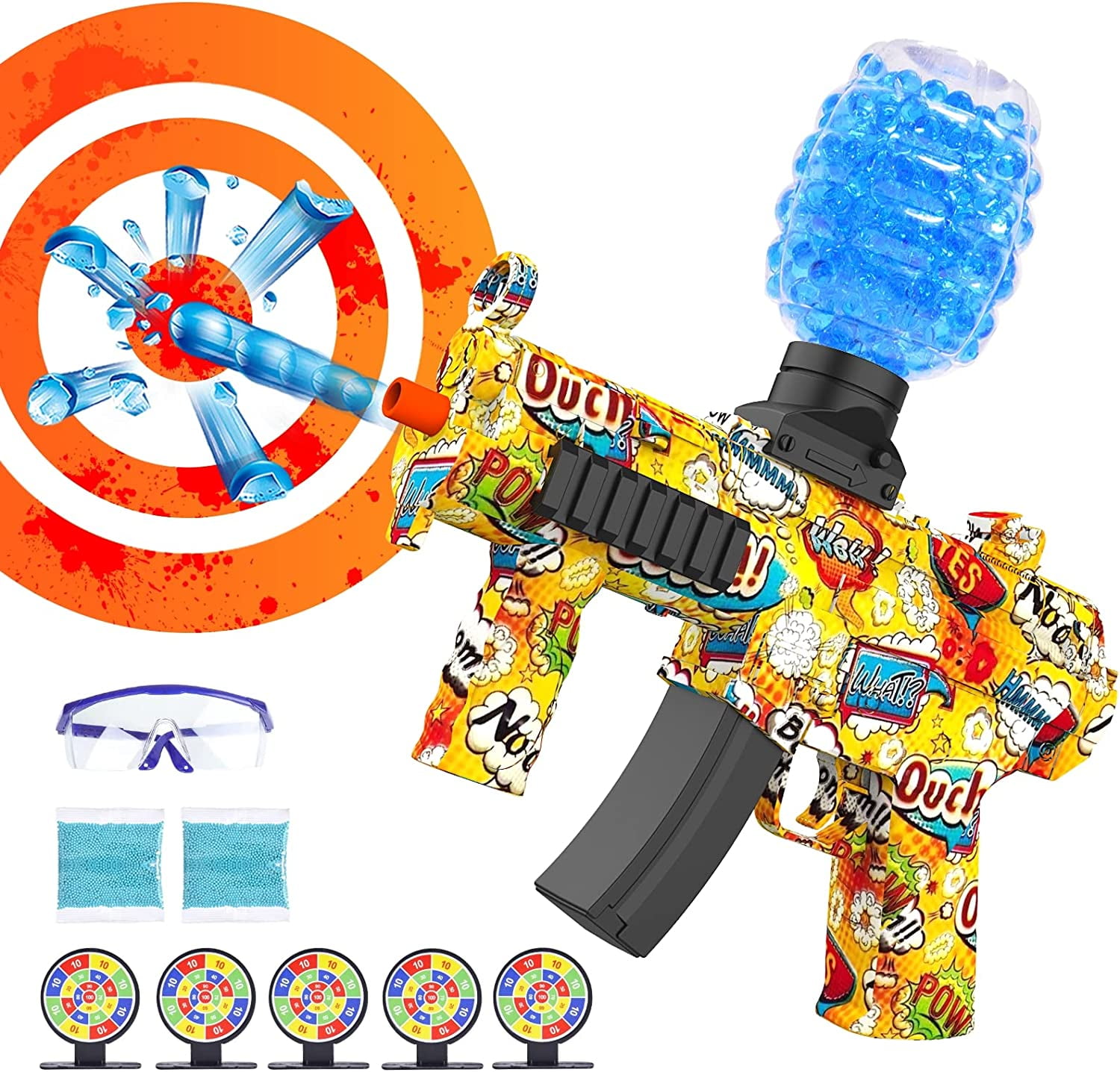 Gatling Gun Foam Blaster with 60 Darts, 6 Mini Target Cans, and Wrist Ammo  Holder – Small Easy Pull Minigun for Toddlers Age 3-5 Compatible with Nerf