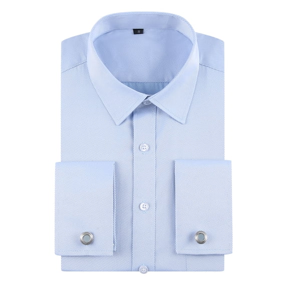 TANSILING Men's French Cuff Shirt Formal Pleated Long Sleeve Dress Shirt with Cufflinks