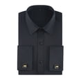 thumbnail image 1 of TANSILING Men's French Cuff Shirt Formal Pleated Long Sleeve Dress Shirt with Cufflinks, 1 of 7