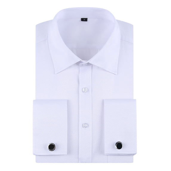 TANSILING Men's French Cuff Shirt Formal Pleated Long Sleeve Dress Shirt with Cufflinks
