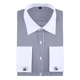 thumbnail image 1 of TANSILING Men's French Cuff Dress Shirt Pleated Formal Fit Long Sleeve with Cufflinks, 1 of 7