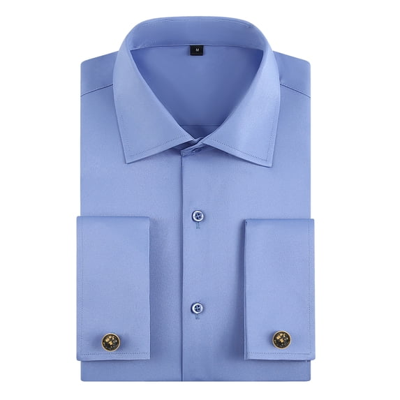 TANSILING Men's French Cuff Dress Shirt with Free Cufflinks, Formal Long Sleeve Tuxedo Shirt