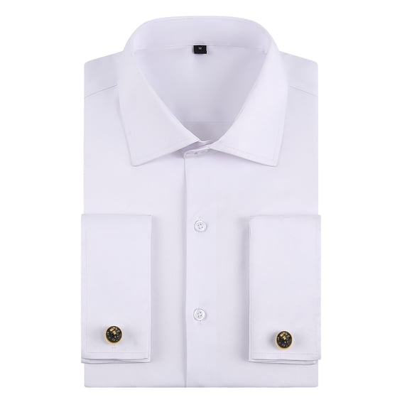 TANSILING Men's French Cuff Dress Shirt with Free Cufflinks, Formal Long Sleeve Tuxedo Shirt
