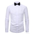 thumbnail image 1 of TANSILING Men's Tuxedo Dress Shirt French Cuff Pleated Front Formal Fit with Bow Tie, 1 of 6