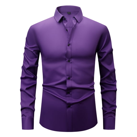 TANSILING Men's White Dress Shirt Slim Fit Button Down Long Sleeve Casual Business Shirt