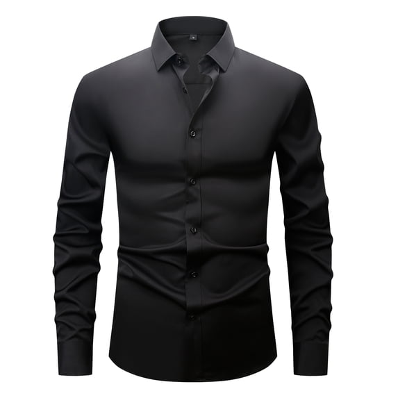 TANSILING Men's White Dress Shirt Slim Fit Button Down Long Sleeve Casual Business Shirt