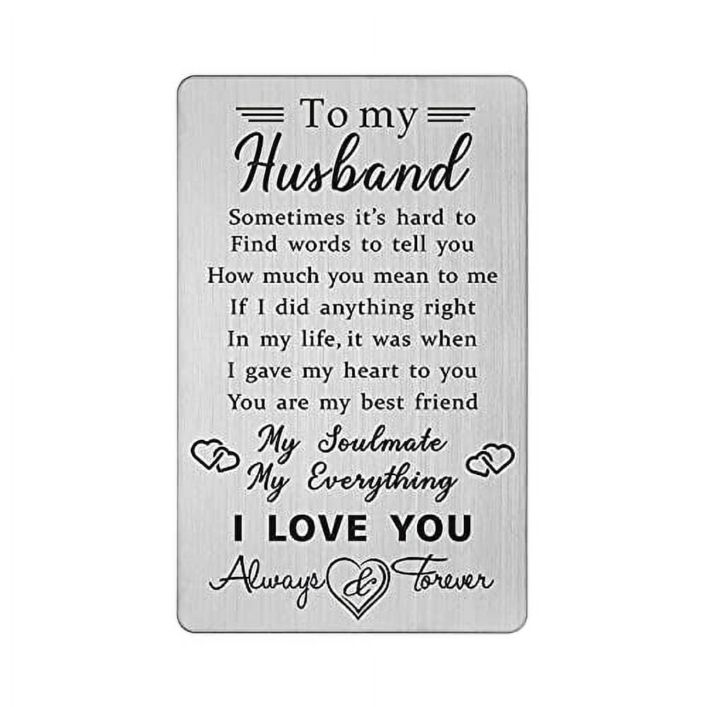 Love Note Wallet Card For Him - Laser Engraved Stainless Steel Card, Gift For Husband, Boyfriend, Long Distance
