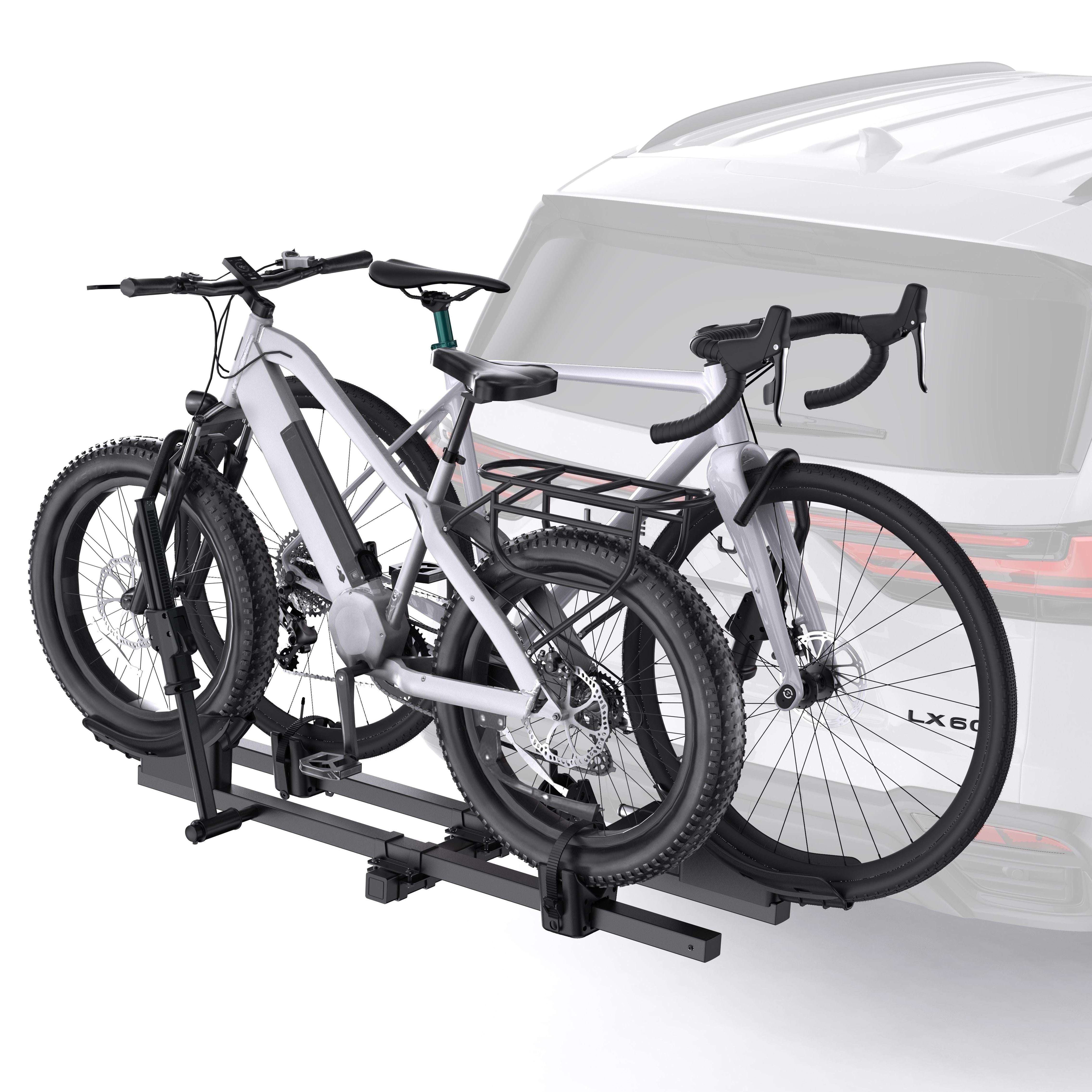 Tanx 2-Bike Hitch Mount Rack, 200lbs Ebike Fat Tire Bike Carrier, Model HB304, Black