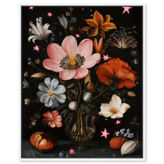 TANY's Floral Universe II Canvas Maximalist Floral Art by Art Remedy, White Frame, 36 x 45