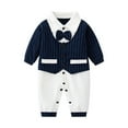 thumbnail image 1 of TANYSU Baby Boys Gentleman Romper Jumpsuit Long Sleeve Bowtie Outfits Sets Formal Wear Tuxedo Suit Child Solid Color Versatile Relaxed Fit Baby Wear, 1 of 4