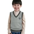thumbnail image 1 of TANYSU Boys Sweaters V Neck Color Block Knit Vest For Kids Warm Winter Pullover Casual Layering Tops For Boys Girls Age 3-16 Child, 1 of 5