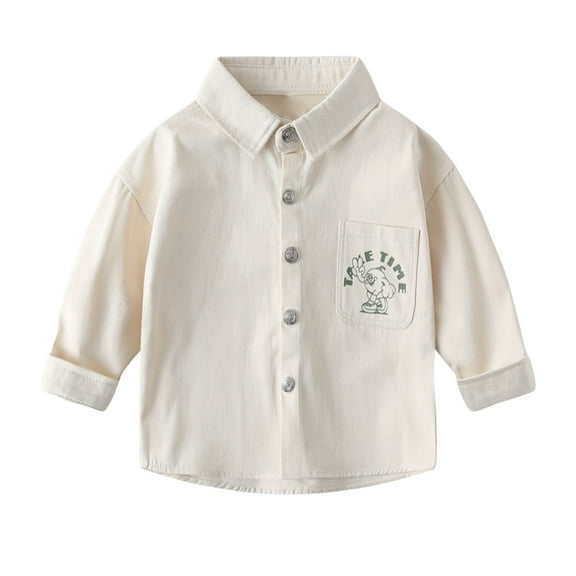 TANYSU Child Boys Girls Shirt Blouse Cartoon Long Sleeve Toddler Kids Gentleman Lapel Button Tops Comfort Soft Baby Wear