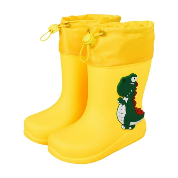 TANYSU Girls Cartoon Rain Boots Mid Calf Dinosaur Design Kids Booties For Daily Wear School Outdoor Play Comfortable Non- Sole Toddler Footwear Shoes Child First Walker