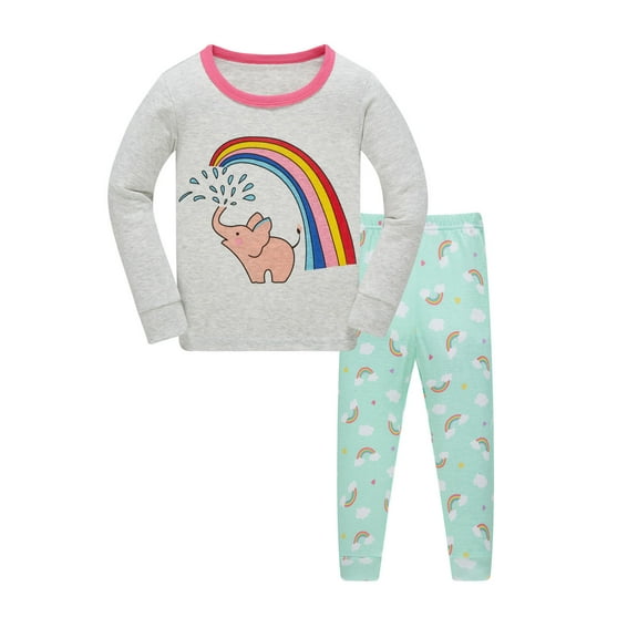 TANYSU Girls Outfits Sets Cartoon Cute Printed Long Sleeve Pajama Sets For Toddler Kids Comfortable Loungewear Nightwear Soft Sleepwear For Girls Age 3-9 Child