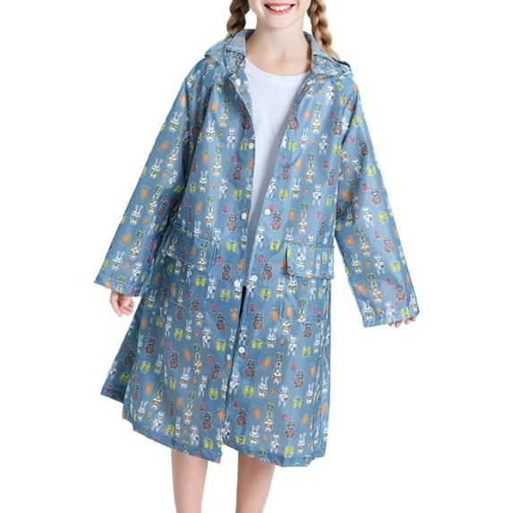 TANYSU Girls Raincoat Rainwear With Hood And Pockets Lightweight Outerwear Tops For Daily School Outdoor Activities Toddler Teen Rain Wear Child Solid Color