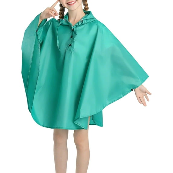 TANYSU Girls Raincoat Rainwear Hooded Rain Wear For Kids Lightweight Comfortable Outdoor Play School Daily Use Toddler Teen Child Solid Color