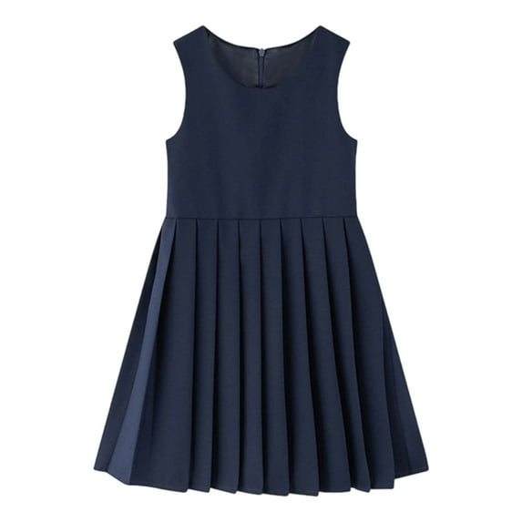 TANYSU Girls School Style Dress Casual Pinafore Dress For Kids Daily Wear Summer Fall Elastic Comfortable Child Solid Color Turndown Collar Dresses
