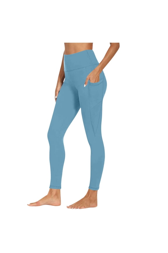 High Waisted Leggings For Women Plus Size Solid Color Trouser Style Yoga Pants Full Length Soft Workout Leggings With Pockets XXXL