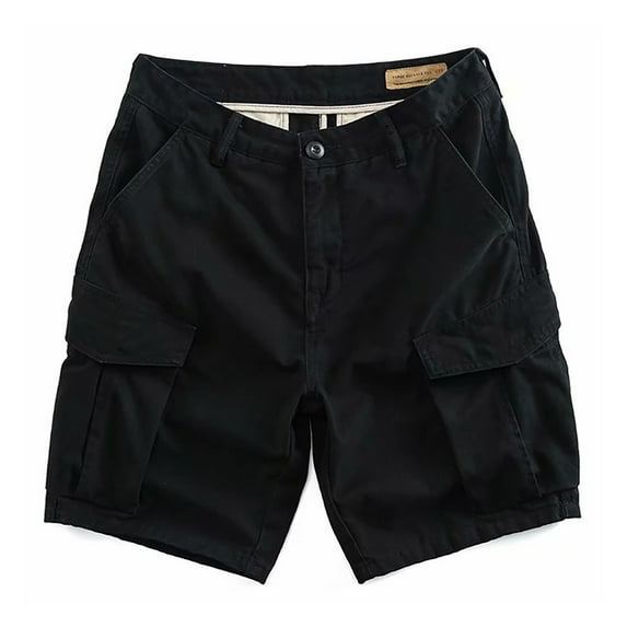 TANYSU Men Cargo Casual Shorts Vintage Pocket Shorts Solid Color Bottoms