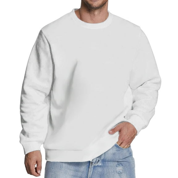 TANYSU Men Casual Sweatshirt Long Sleeve Tops Round Neck Solid Color Fashion O-Neck Pullover Tops Holiday Male Sports Athletic Dailywear