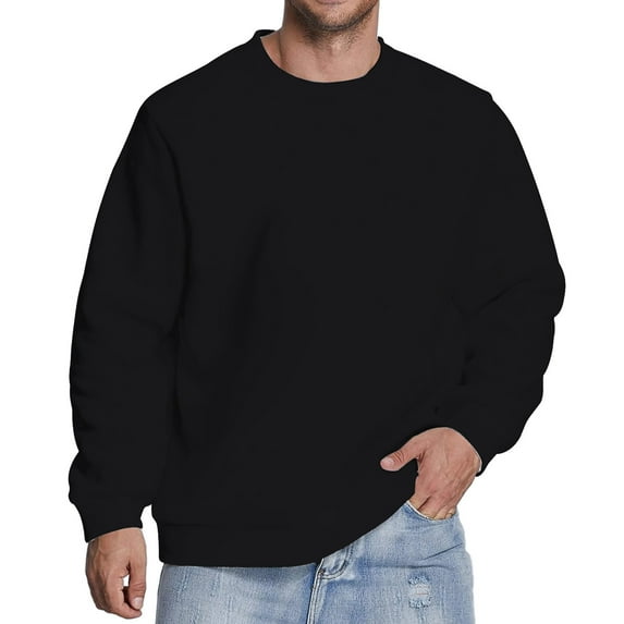 TANYSU Men Casual Sweatshirt Long Sleeve Tops Round Neck Solid Color Fashion O-Neck Pullover Tops Relaxed Fit Male Sports Athletic Dailywear