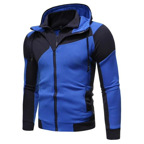 TANYSU Men's Autumn Winter Fashion Coat Jacket Casual Stitching Hooded Zipper Sweatshirt Coat Loose Warm Winter Jacket Soft Male Pullover Long Sleeve Tops Sports Athletic Dailywear