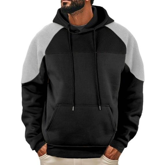 TANYSU Men's Casual Loose Colorblocked Hooded Sweatshirt Leisure Male Pullover Long Sleeve Tops Sports Athletic Dailywear