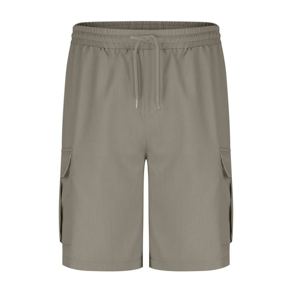 TANYSU Men's Solid Color Drawstring Elastic Waist Cargo Shorts With Pockets Casual Loose Fit Straight Leg 5 Inch Length Pants S