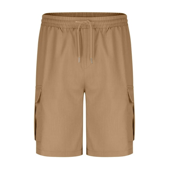 TANYSU Men's Solid Color Drawstring Elastic Waist Cargo Shorts With Pockets Casual Loose Fit Straight Leg 5 Inch Length Pants XXL
