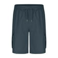 thumbnail image 1 of TANYSU Men's Solid Color Drawstring Elastic Waist Cargo Shorts With Pockets Casual Loose Fit Straight Leg 5 Inch Length Pants XXL, 1 of 4
