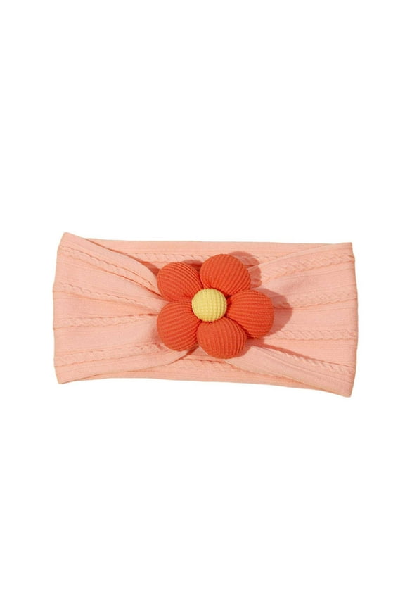 New Children Hair Accessories Baby Solid Color Five Petal Flower Wide Headband Soft Protector Cartoon Headband 0-1 Year Old