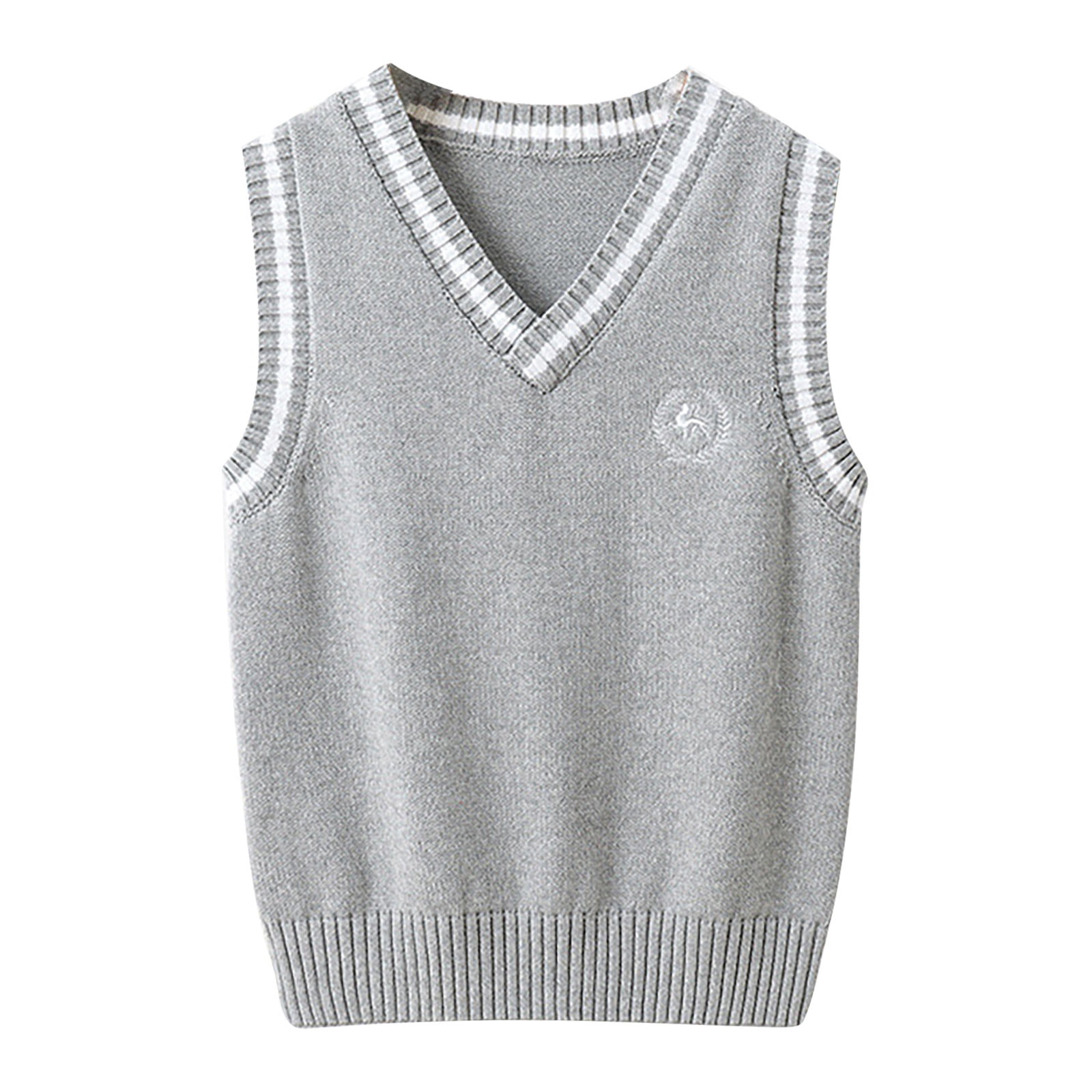 Huesdet Little Boys Girls Sweater Vest Solid Print Tops Knit