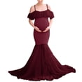 thumbnail image 1 of TANYSU Women Pregnants Maternity Photography Props Short Sleeve Solid Color Dress For Mother-to-be, 1 of 9