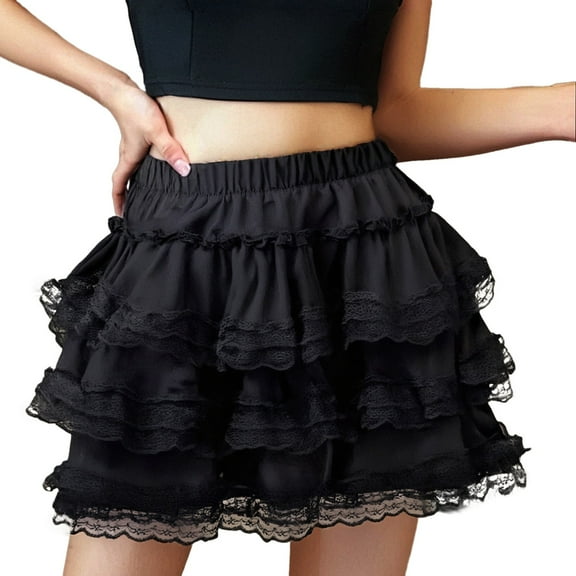 TANYSU Women's A-Line Skirt With Lace Trim Casual Summer Skirt Solid Color Flowy Skirt For Daily Wear Leisure