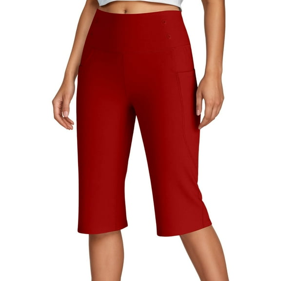 TANYSU Women's Casual Summer Capri Pants Comfortable Stretch Solid Color Daily Wear Trousers Soft