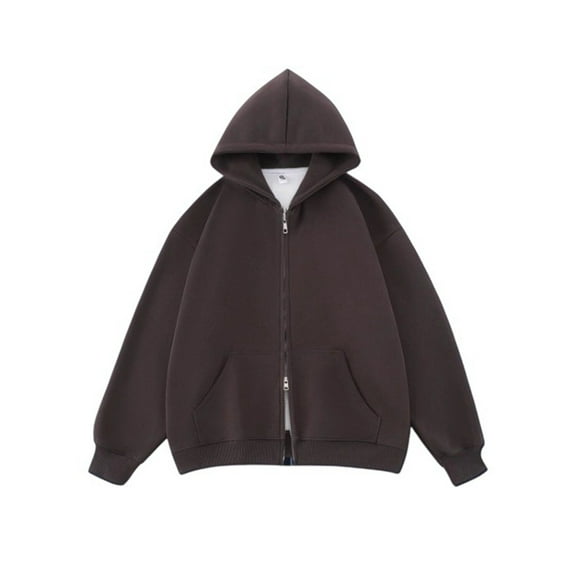 TANYSU Women's Zip Up Hoodie Lined Sweatshirt Casual Pullover Jacket With Double Zipper For Outdoor Travel Campus Solid Color Coats Long Sleeve Tops Leisure