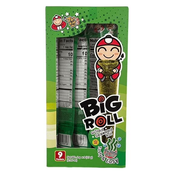 TAO KAE NOI Grilled Seaweed Big Roll; Classic Flavor; Box of 9 Packets; Taste of Thailand