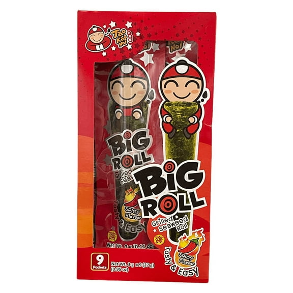 TAO KAE NOI Grilled Seaweed Big Roll; Spicy Flavor; Box of 9 Packets; Taste of Thailand