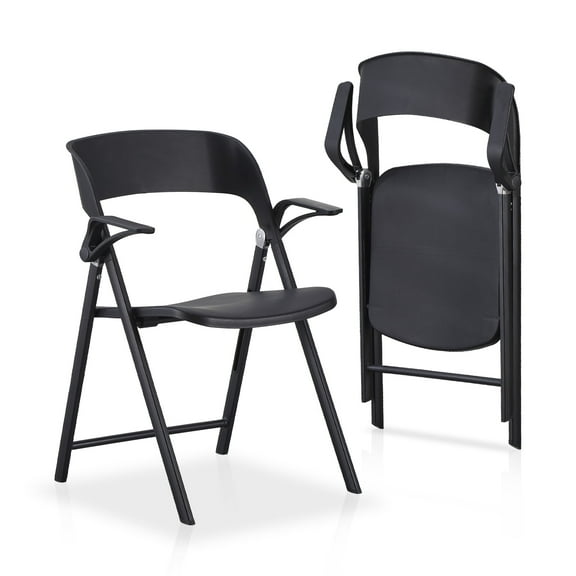 TAO ONE Office Chair with Adjustable Arms – 2 Pack Black Plastic Folding Chairs for Indoor, Outdoor, Weddings, Parties, and More