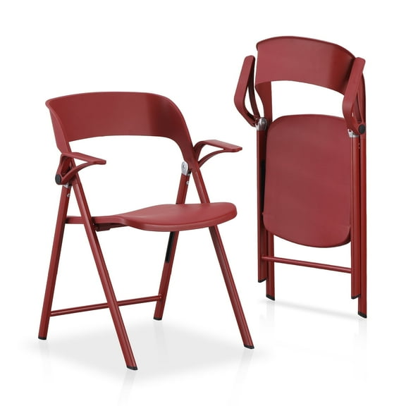 TAO ONE Office Chair with Adjustable Arms – 2 Pack Red Plastic Folding Chairs for Indoor, Outdoor, Weddings, Parties, and More