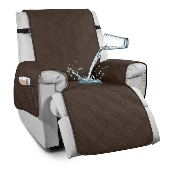 TAOCOCO 100% Waterproof Recliner Chair Covers,Anti-Slip Recliner Couch Slipcovers for Reclining Chair with Packets,Dogs Chair Cover Furniture Protector, Brown