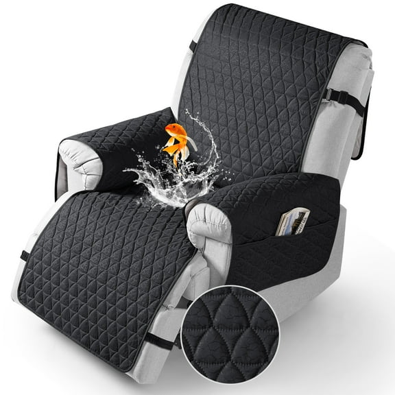 TAOCOCO 100% Waterproof Recliner Cover, Anti- Slip Reclining Chair Slipcover Recline Sofa Cover with Non-Slip Granule, Black