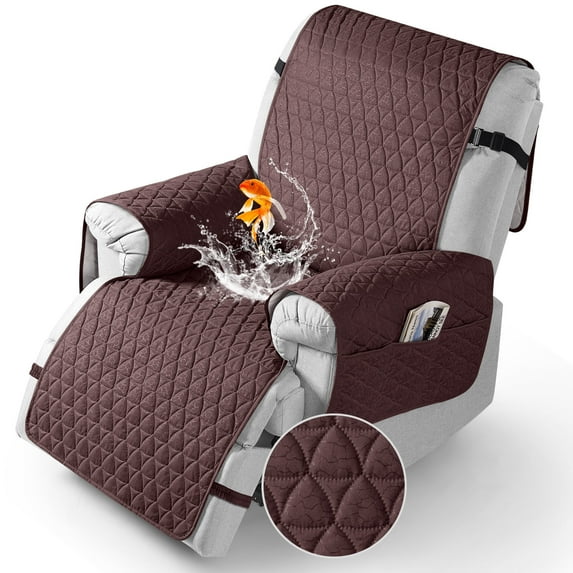 TAOCOCO 100% Waterproof Recliner Cover, Large Reclining Chair Slipcover Recline Sofa Cover with Non-Slip Granule, Coffee