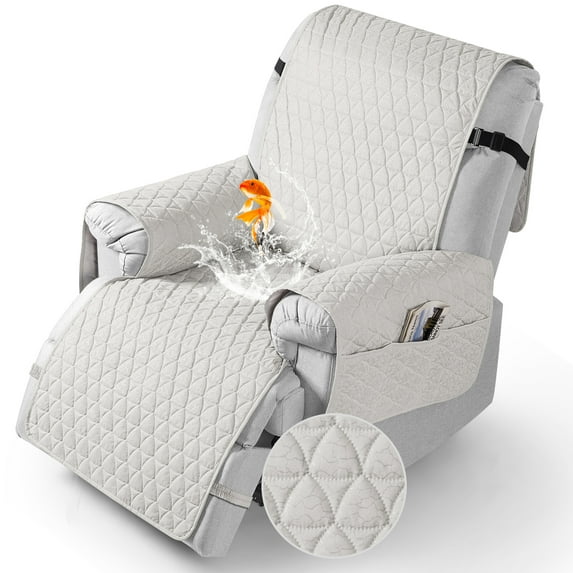 TAOCOCO 100% Waterproof Recliner Cover, Large Reclining Chair Slipcover Recline Sofa Cover with Non-Slip Granule, Cream