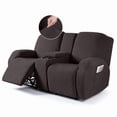 thumbnail image 1 of TAOCOCO 4 Pieces Recliner Loveseat Sofa Slipcovers, Stretch Jacquard Reclining Couch Covers with Pockets for 2 Seater Sofa Protector, Chocolate, 1 of 14