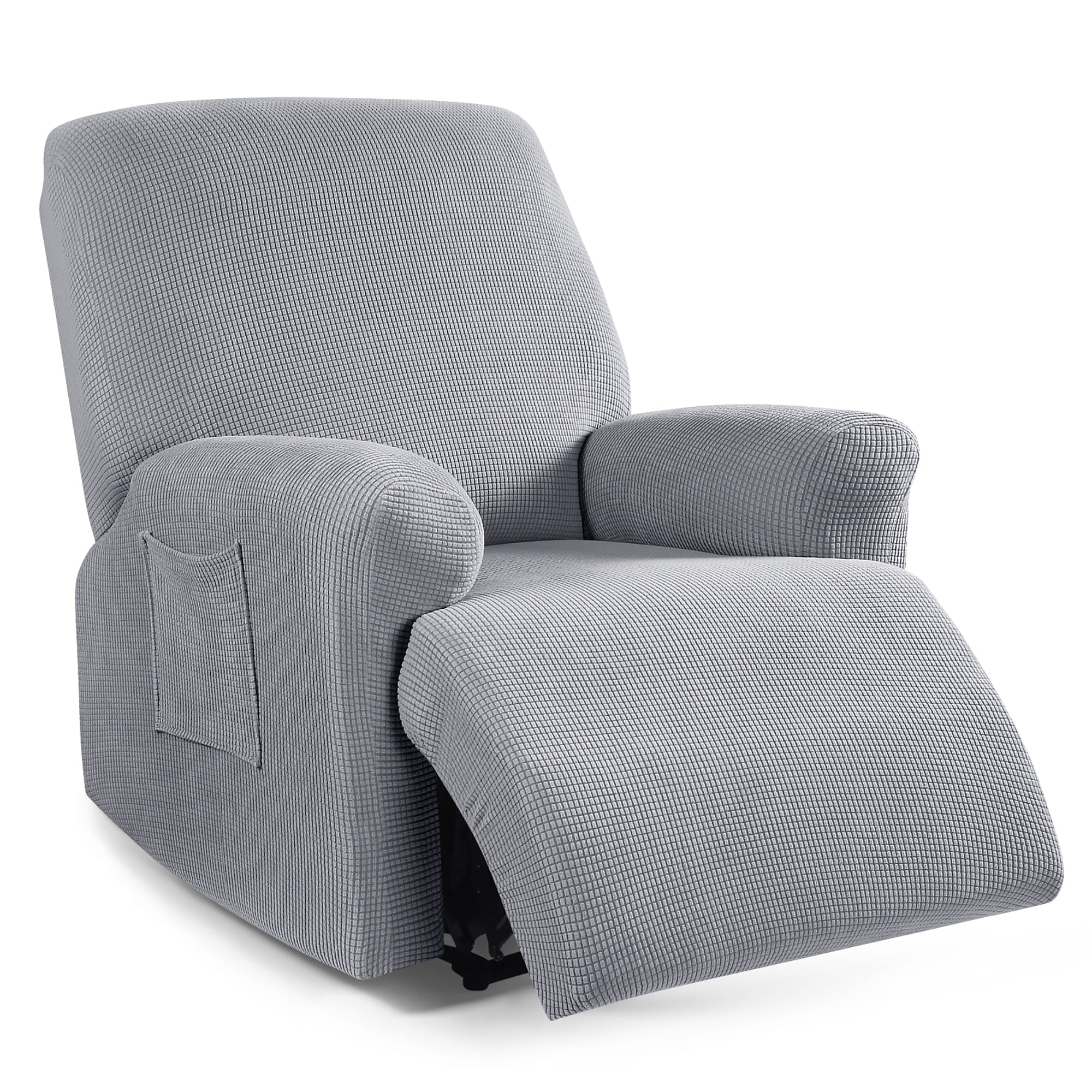 TAOCOCO 4 Pieces Stretch Recliner Slipcover, Jacquard Recliner Chair Cover Furniture Protector for Pet, Kids Dusty Gray