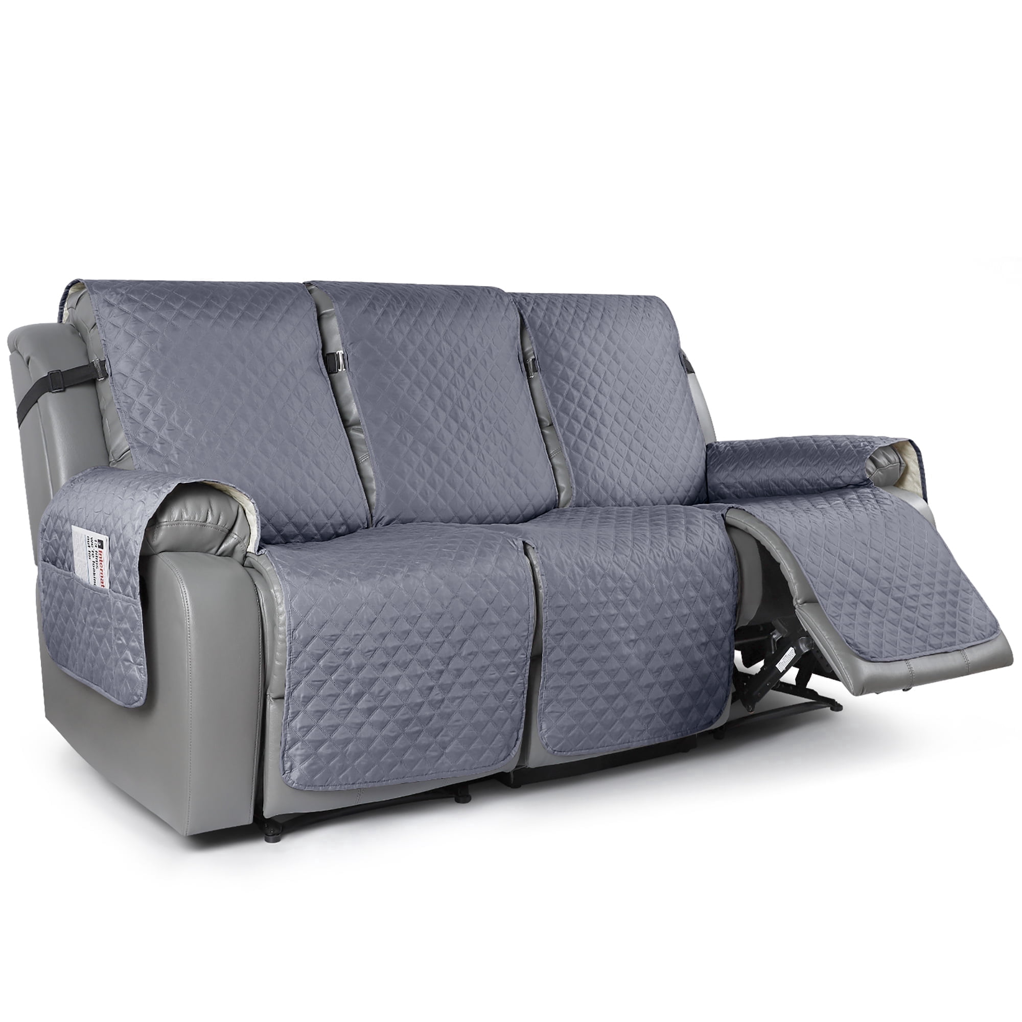 TAOCOCO Anti-Slip Recliner Sofa Cover, Reclining Couch Slipcover for 3-Seater Recliner Sofa Bluish Grey
