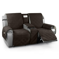 TAOCOCO Loveseat Recliner Cover with Center Console, Reversible Recliner Slipcover for 2-Seater Reclining Sofa W/ Cup Holder, Chocolate
