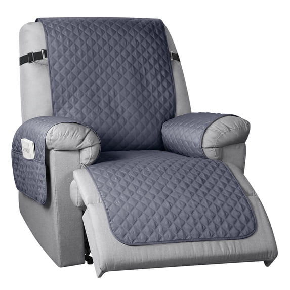 TAOCOCO Waterproof Recliner Chair Cover Anti-slip Reclining Slipcovers Washable Recliner Pet Furniture Protector Cover with Pockets Bluish Grey 23"